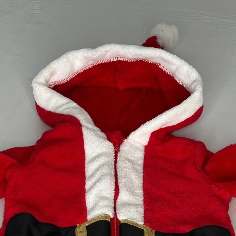 Little Stitch sz 18 mth Santa Claus fleece hooded zip up Christmas onesie
